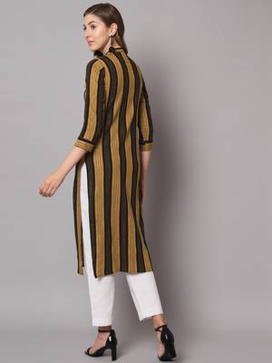 Brown Cotton Long Kurtis 3