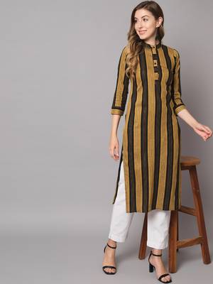 Brown Cotton Long Kurtis 5