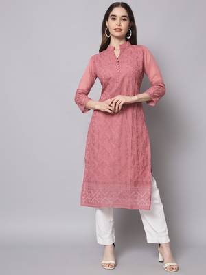 Peach Georgette Long Kurtis 1