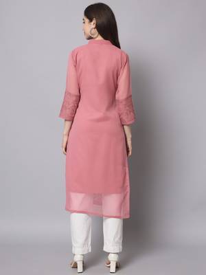 Peach Georgette Long Kurtis 3