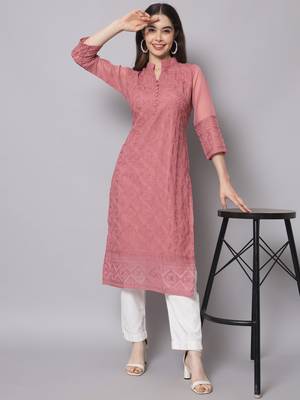 Peach Georgette Long Kurtis 5