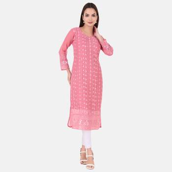 Magenta Georgette Long Kurtis 1
