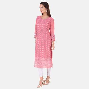 Magenta Georgette Long Kurtis 2