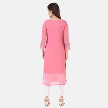Magenta Georgette Long Kurtis 3