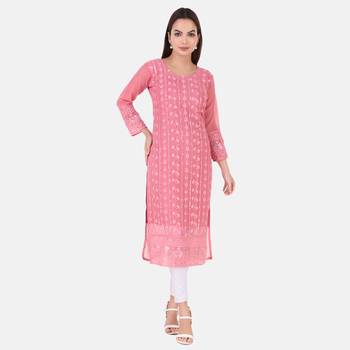 Magenta Georgette Long Kurtis 4