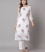 White Georgette Long Kurtis