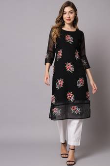 Black Georgette Long Kurtis