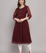 Maroon Georgette Long Kurtis