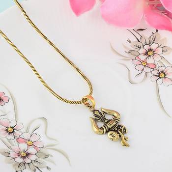 Gold Plated Shiv Trishul Pendant 1