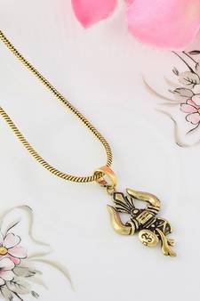 Gold Plated Shiv Trishul Pendant