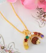 Navratna Stone Studded Pendant with Rudraksh