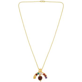 Navratna Stone Studded Pendant with Rudraksh 2