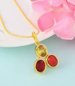 Multicolor Studded Golden Pendant