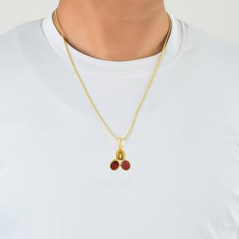 Multicolor Studded Golden Pendant 3