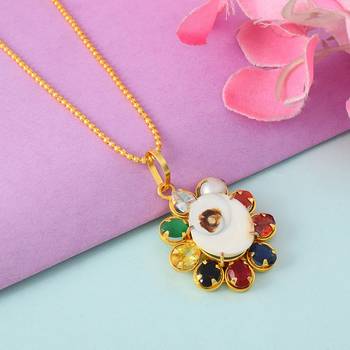 Gomati Chakra Navratna Stone Studded Pendant 1