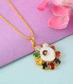 Gomati Chakra Navratna Stone Studded Pendant