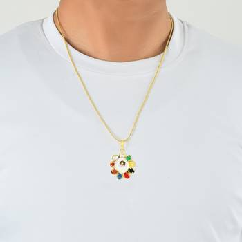 Gomati Chakra Navratna Stone Studded Pendant 3