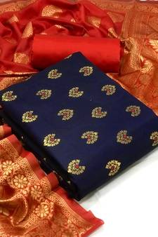 Navy-blue zari woven brocade salwar