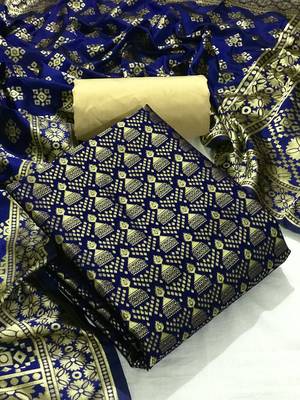 Navy-blue zari woven brocade salwar 1