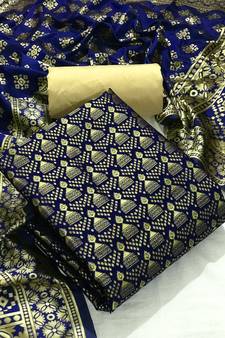 Navy-blue zari woven brocade salwar