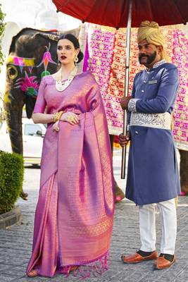 Purple Soft Foux Kanjivaram Silk  Saree with Blouse 1