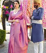 Purple Soft Foux Kanjivaram Silk  Saree with Blouse