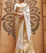 White  Soft Faux Kanjivaram Silk Saree with Blouse