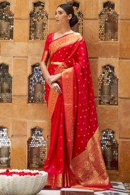Red Soft Foux Kanjivaram Silk Saree with Blouse 1