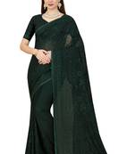 Green embroidered georgette saree with blouse