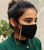 Green Beads With Golden Ring Mask Chain