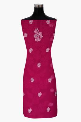 Ada Hand Embroidered Magenta Georgette Lucknowi Chikankari Women Unstitched Suit Piece - A211245 4