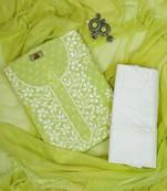 Hand Crafted Cotton Lucknowi Chikankari Women Unstitched Suit Piece