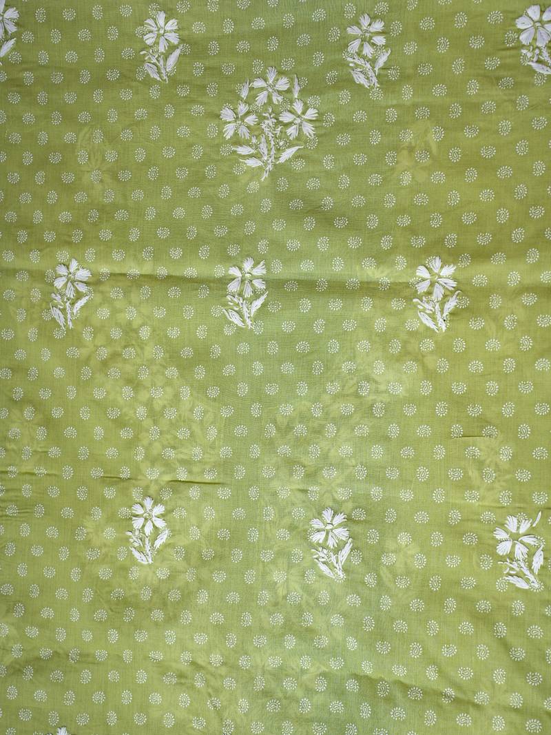 Hand Crafted Cotton Lucknowi Chikankari Women Unstitched Suit Piece