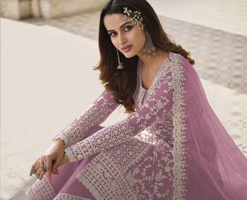 Light-purple embroidered net salwar 2