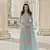 Light-blue embroidered net salwar