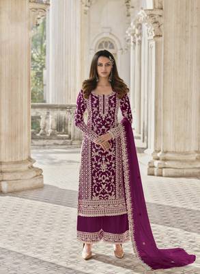 Purple embroidered net salwar 1