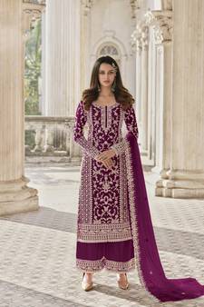Purple embroidered net salwar