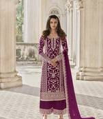 Purple embroidered net salwar