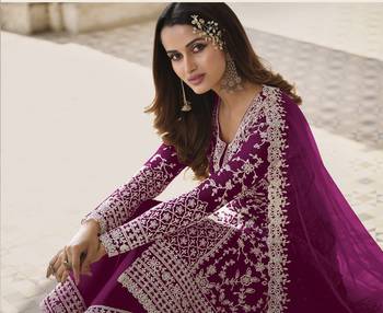 Purple embroidered net salwar 2