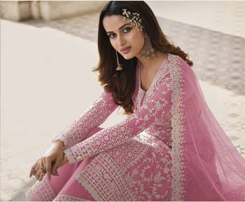 Pink embroidered net salwar 2
