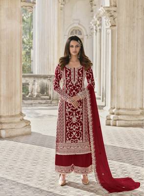 Maroon embroidered net salwar 1