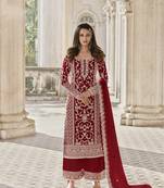Maroon embroidered net salwar