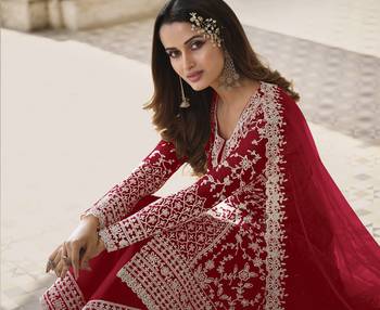 Maroon embroidered net salwar 2