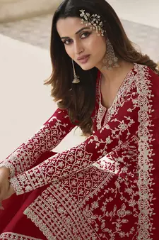 Maroon embroidered net salwar