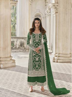 Green embroidered net salwar 1