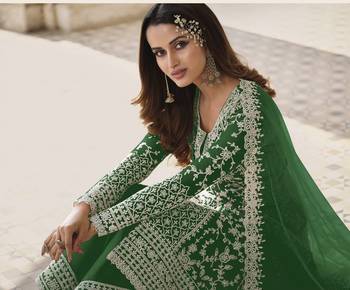 Green embroidered net salwar 2