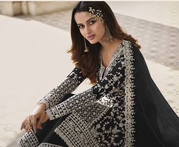 Black embroidered net salwar 2