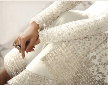 Cream embroidered net salwar 3
