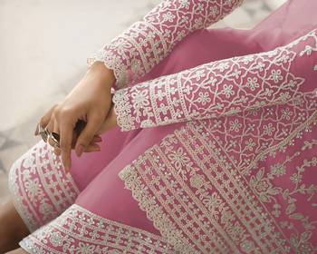 Pink embroidered net salwar 3