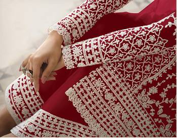 Maroon embroidered net salwar 3